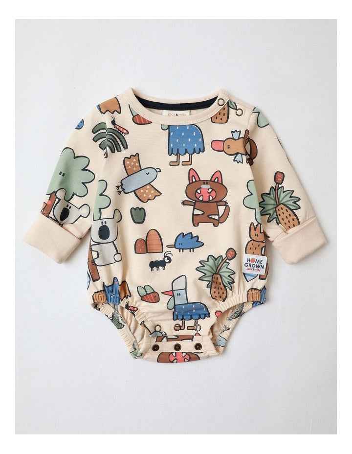 Albi Animals Bodysuit in Oat Marle