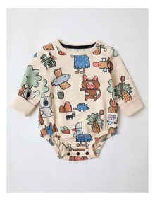 Albi Animals Bodysuit in Oat Marle