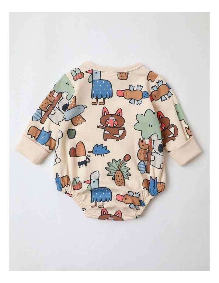 Albi Animals Bodysuit in Oat Marle