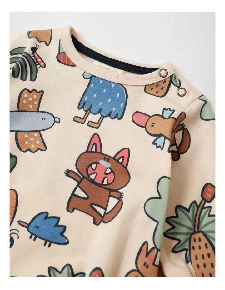Albi Animals Bodysuit in Oat Marle