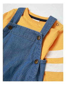 Clay Denim Overall & Restro Sport Tee Set in Multi