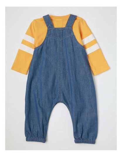 Clay Denim Overall & Restro Sport Tee Set in Multi