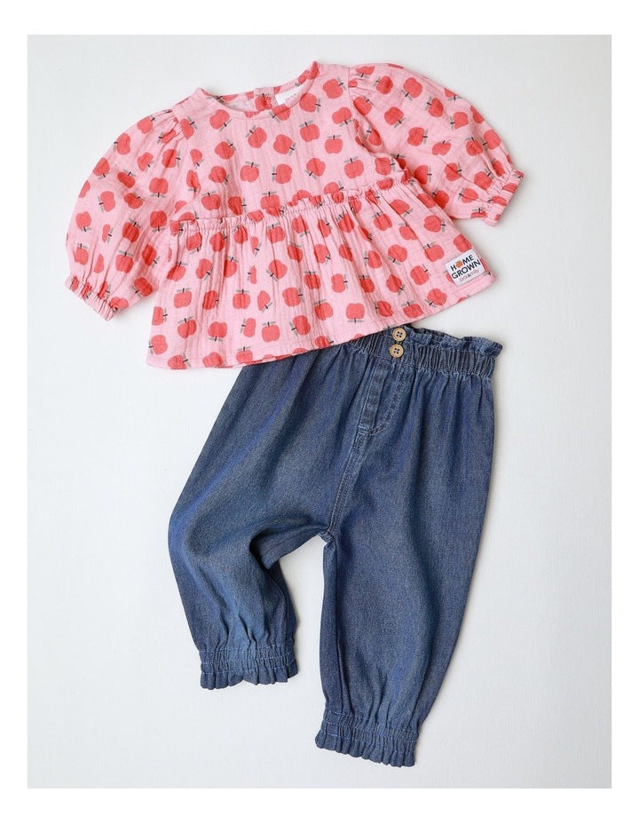 Scout Apple Top & Bottom Set in Blue