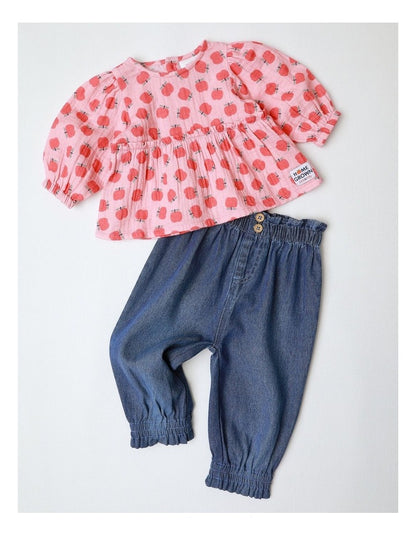 Scout Apple Top & Bottom Set in Blue