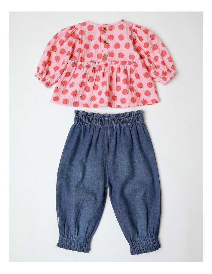 Scout Apple Top & Bottom Set in Blue