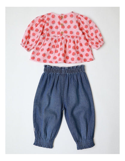 Scout Apple Top & Bottom Set in Blue