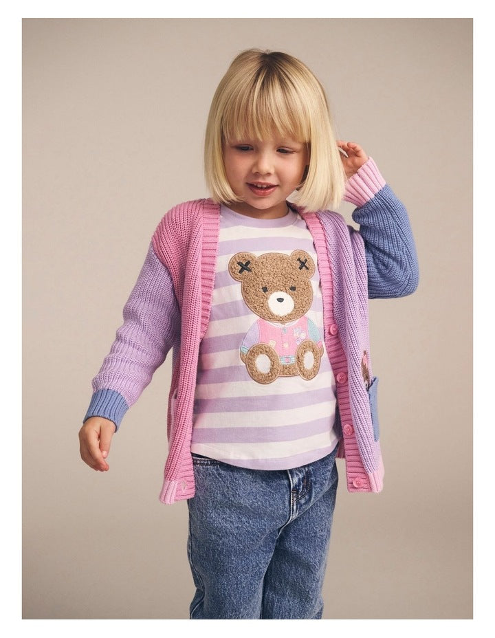 College Hux Orchid Stripe Top in Purple