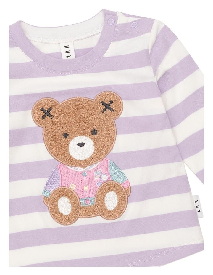 College Hux Orchid Stripe Top in Purple