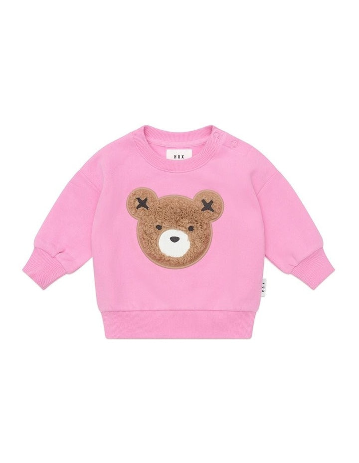 Fuschia Furry Huxbear Sweatshirt in Pink