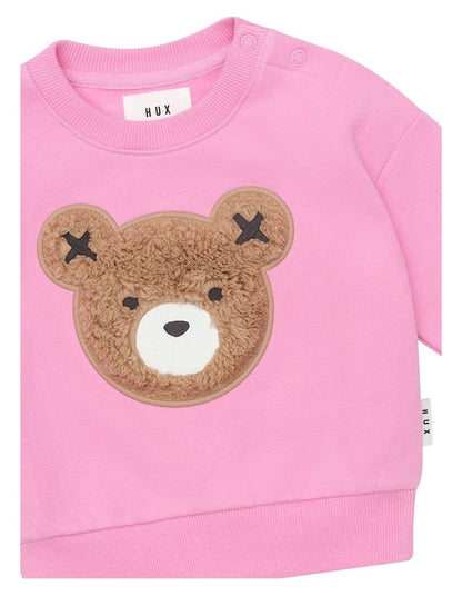 Fuschia Furry Huxbear Sweatshirt in Pink