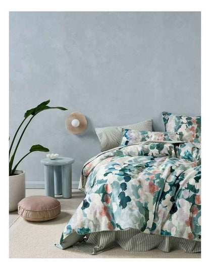 Harriet Quilt Cover Set in Seafoam