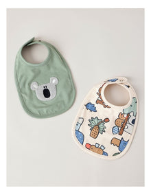 2 Pack Koala Boucle Bib in Green