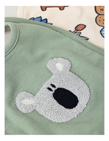 2 Pack Koala Boucle Bib in Green