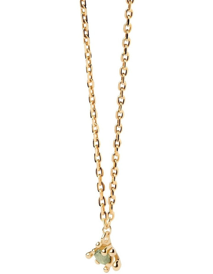 Green Fleur Necklace in Gold