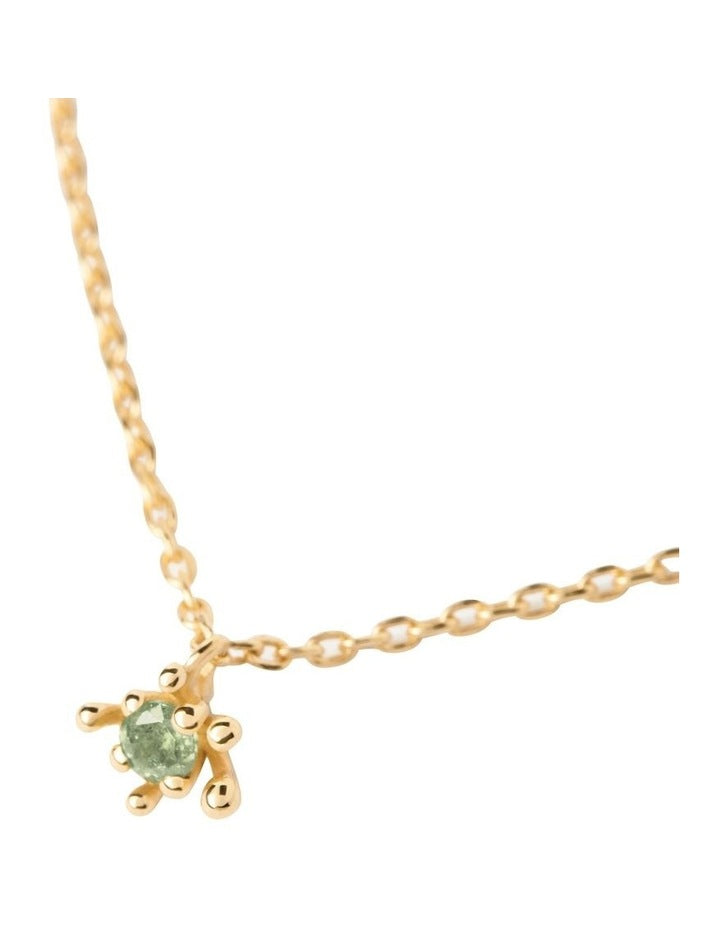 Green Fleur Necklace in Gold