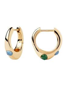 Coral Hoop Earrings in Gold