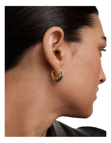 Coral Hoop Earrings in Gold