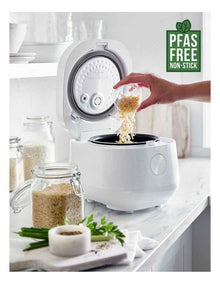 Rice Cooker White 2L/8 cups in White PFAS-free ceramic non-stick
