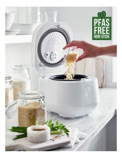 Rice Cooker White 2L/8 cups in White PFAS-free ceramic non-stick