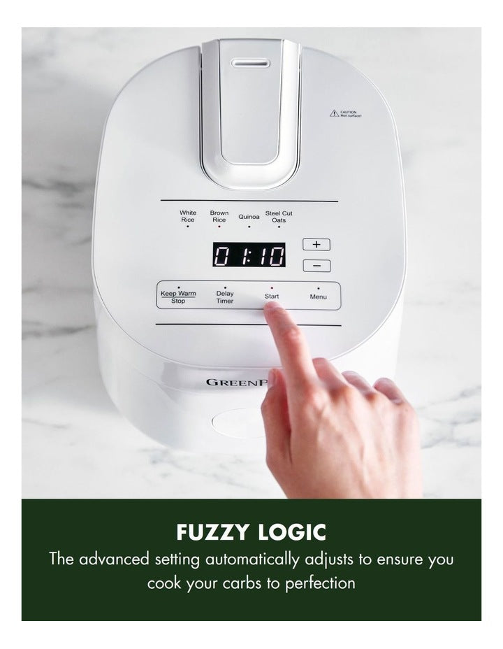 Rice Cooker White 2L/8 cups in White PFAS-free ceramic non-stick