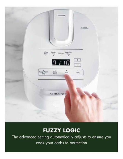 Rice Cooker White 2L/8 cups in White PFAS-free ceramic non-stick