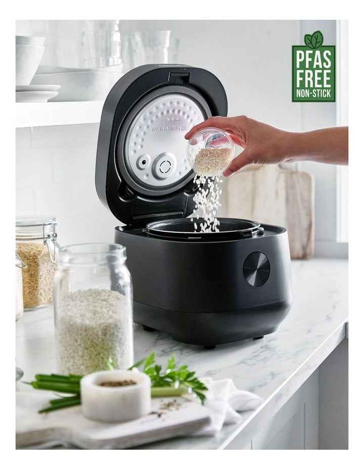 Rice Cooker 2L/8 cups PFAS-free ceramic non-stick in Black
