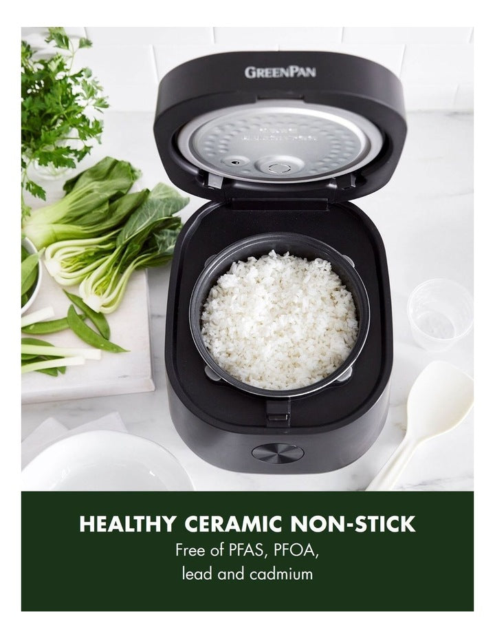 Rice Cooker 2L/8 cups PFAS-free ceramic non-stick in Black
