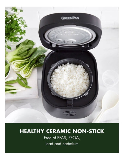 Rice Cooker 2L/8 cups PFAS-free ceramic non-stick in Black