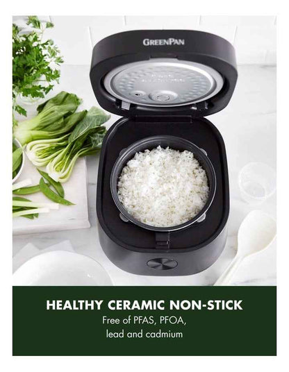 Rice Cooker 2L/8 cups PFAS-free ceramic non-stick in Black