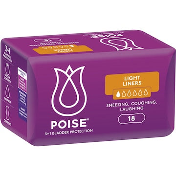 Poise Incontinence Liners Light 18 pack