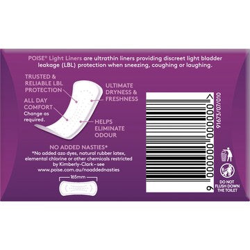 Poise Incontinence Liners Light 18 pack