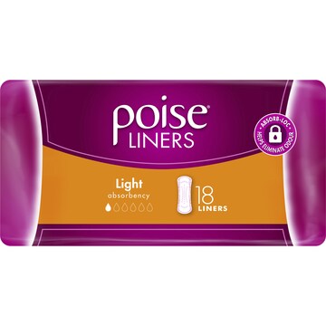 Poise Incontinence Liners Light 18 pack