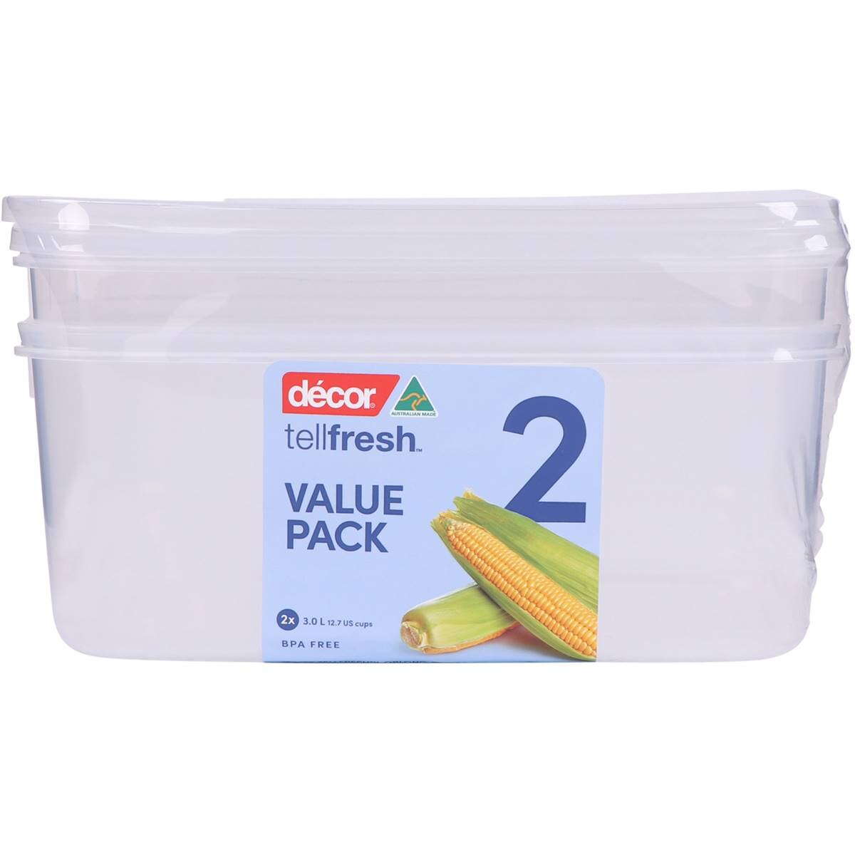 Decor Tellfresh Container Set Oblong 3L x 2 pack