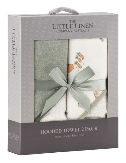 Farmyard Lamb Hooded Towel 2 Pack in Green