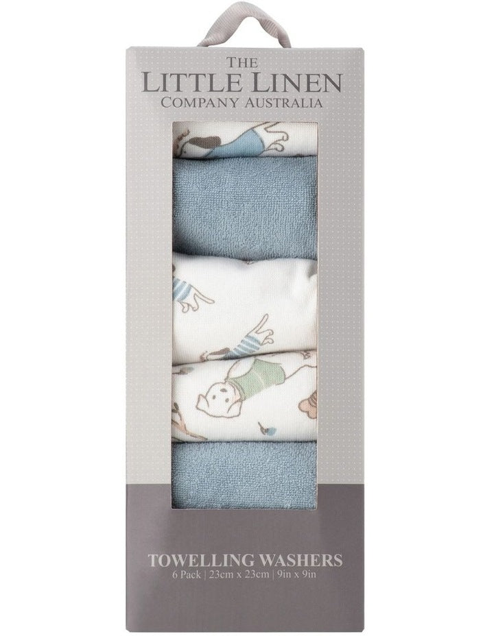 Towelling Barklife Dog Wash Cloth 6 Pack in Blue