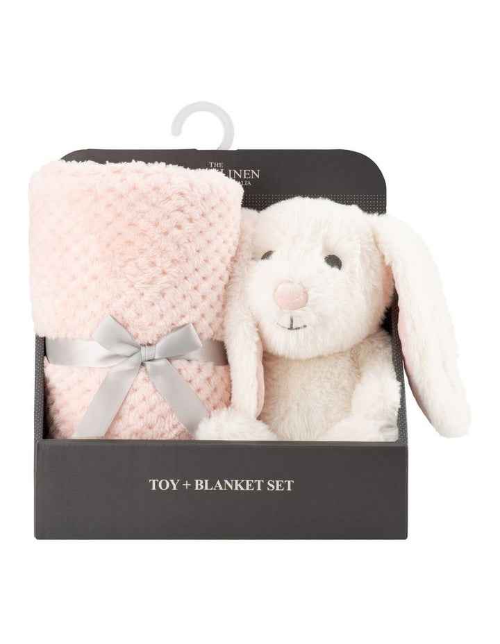 Harvest Bunny Plush Toy & Blanket in Pink