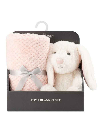 Harvest Bunny Plush Toy & Blanket in Pink
