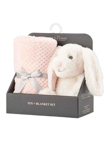 Harvest Bunny Plush Toy & Blanket in Pink