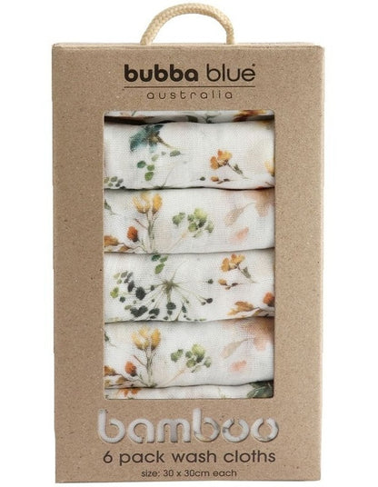 Peonies Bamboo Muslin Wash Cloths 6 Pack in Multi