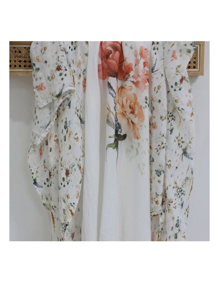 Peonies Bamboo Muslin Wraps 3 Pack in Multi