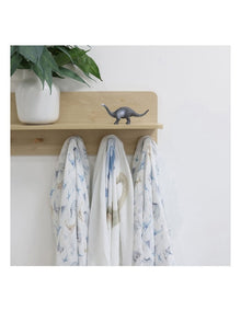 Jurassic Bamboo Muslin Wraps 3 Pack in Blue/White