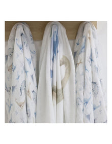 Jurassic Bamboo Muslin Wraps 3 Pack in Blue/White