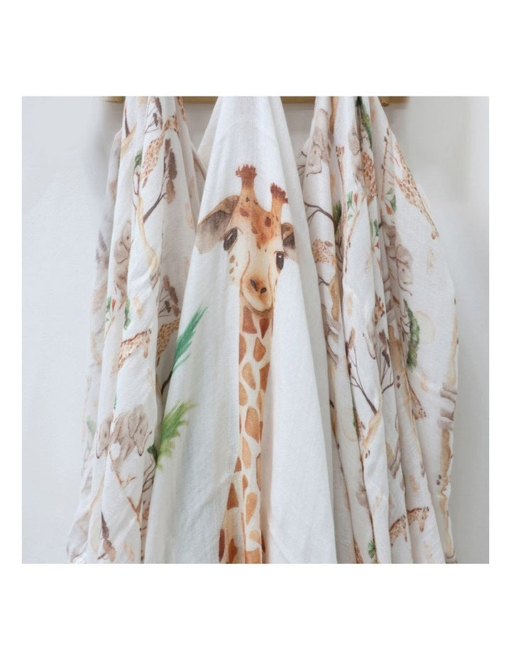 Adventure Bamboo Muslin Wraps 3 Pack in White/Multi