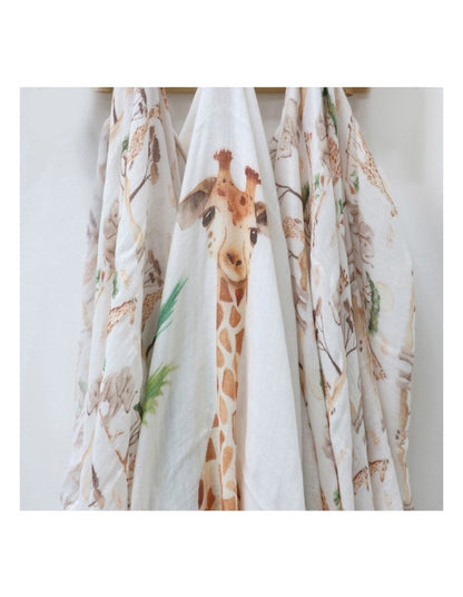 Adventure Bamboo Muslin Wraps 3 Pack in White/Multi