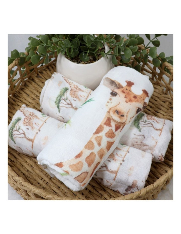 Adventure Bamboo Muslin Wraps 3 Pack in White/Multi