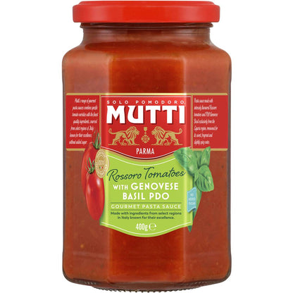 Mutti Gourmet Pasta Sauce Rossoro Tomatoes With Genovese Basil 400g