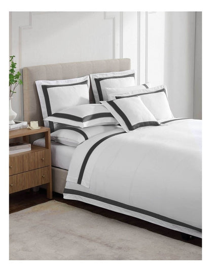 Bentley Quilt Cover Set in White/Grey