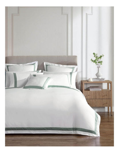 Bentley Quilt Cover Set in White/Sage
