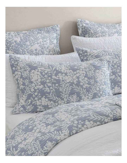 Quinn Quilt Cover Set in Blue