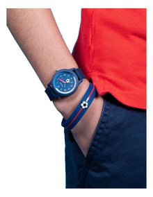 Alloy and Canvas Watch in Blue